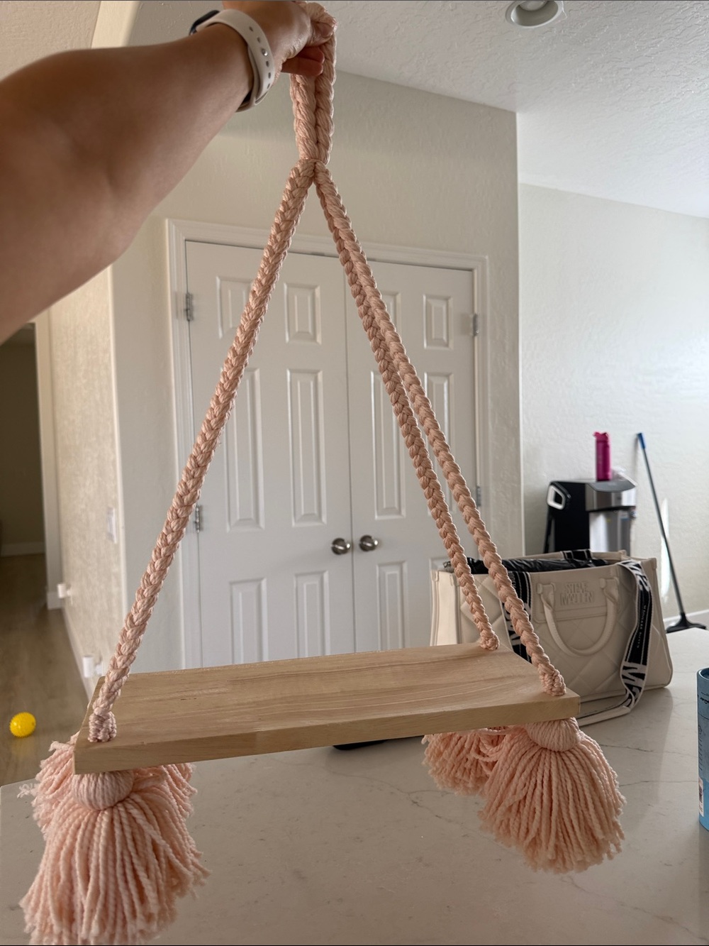 Hobby Lobby Peach Macramé Hanging Vanity Tray